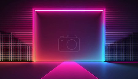 Téléchargez les photos : Rétro néon lumière cadre arrière-plan - en image libre de droit