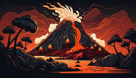 Lava eruption from volcano