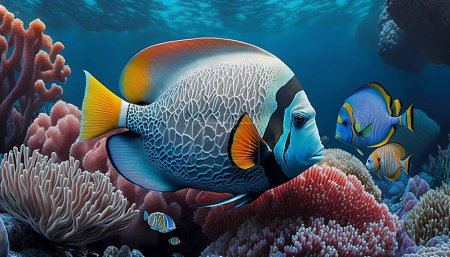 Téléchargez les photos : Fond marin avec poissons tropicaux et récifs coralliens - en image libre de droit
