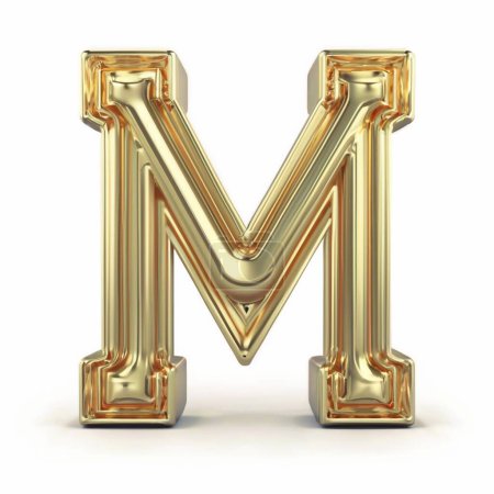 Word m with gold. Letter m with gold. 3D letter m for gold Outline isolated on white background 5.