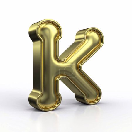 Word k with gold. Letter k with gold. 3D letter k for gold Outline isolated on white background 2.