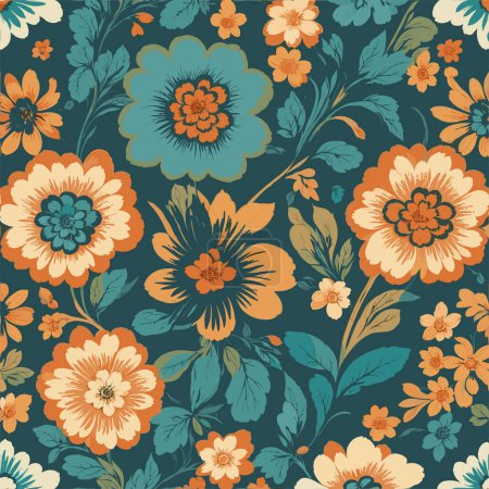 Illustration for Colorful floral print background. Flat abstract colorful flower pint pattern. Seamless floral pattern with bright colorful flowers pattern. Colorful flower texture background. - Royalty Free Image