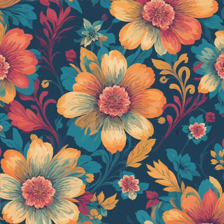 Illustration for Colorful floral print background. Seamless floral pattern with bright pattern. - Royalty Free Image