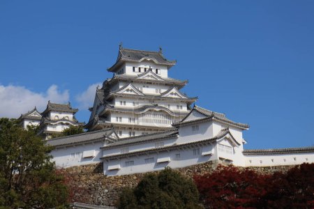 Himeji Castle and clear blue sky viewed from Sannomaru Square in Himeji, Japan