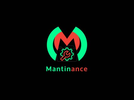 Maintenance logo design two colors with black background