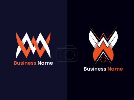 Ilustración de WM y WA son dos logotipos de letras modernas para cualquier negocio o empresa. - Imagen libre de derechos