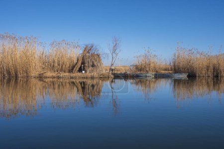 Foto de Imagen reflejada del lago Eber y cañas en provincia de afyon - Imagen libre de derechos