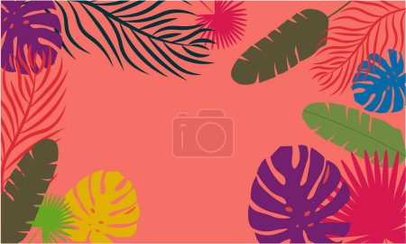 Illustration for Vector illustration of frame background with tropical leaves - Royalty Free Image