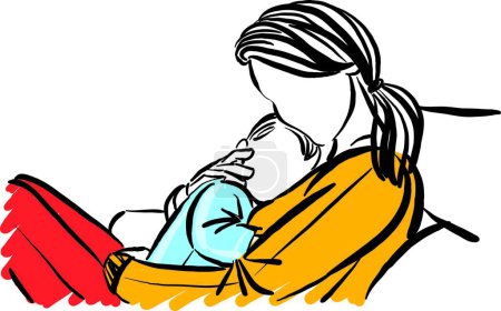 Téléchargez les illustrations : Mère mère et fils bébé maternité concept amour vectoriel illustration - en licence libre de droit