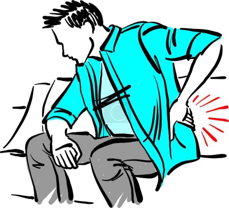 Mann mit Rückenschmerzen gesundheitliche Probleme Vektor Illustration