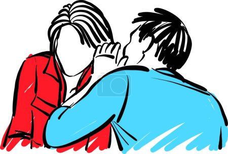 Ilustración de Hombre diciendo un secreto a novia novio mujer en el amor vector ilustración - Imagen libre de derechos