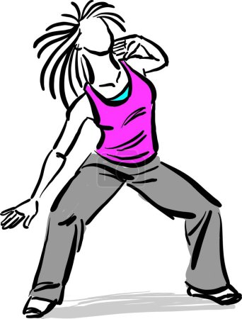 Téléchargez les photos : Hip hop fitness danseuse 7 jolie femme mode de vie actif vecteur illustration - en image libre de droit