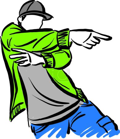 Téléchargez les photos : Illustration vectorielle de dessin de gribouille de danseur de fitness HipHop D - en image libre de droit