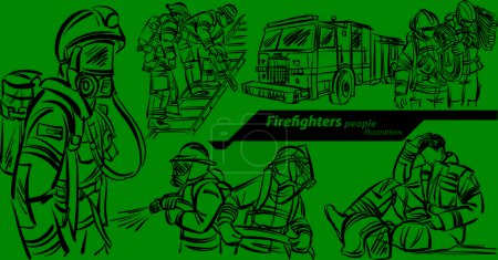 Téléchargez les photos : Pompier 3 carrière profession travail gribouiller conception dessin illustration vectorielle - en image libre de droit