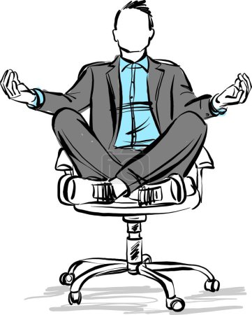 Téléchargez les photos : Homme d'affaires assis lotus pose illustration vectorielle - en image libre de droit