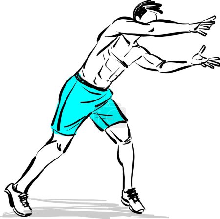 Téléchargez les photos : Homme gars sport fitness corps santé vecteur illustration - en image libre de droit