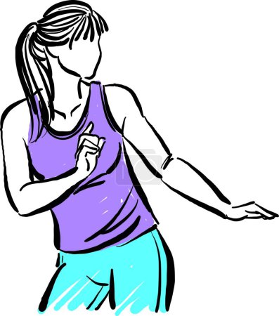 Téléchargez les photos : Fitness danseuse 3 femme mode de vie sain illustration vectorielle - en image libre de droit