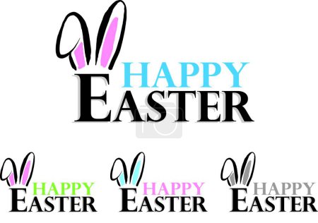 HAPPY EASTER HOLIDAYS LETTERING BUNNY EARS vector illustration