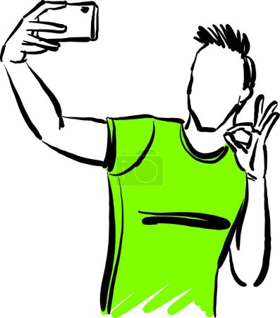 Téléchargez les photos : Homme prenant des photos avec illustration vectorielle de téléphone portable - en image libre de droit