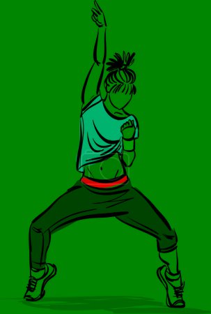 Téléchargez les photos : Hiphop danseuse femme dame jeune fille professionnel danse vectoriel illustration - en image libre de droit