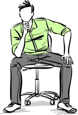 Téléchargez les photos : Homme gars homme d'affaires détente assis chaise de bureau illustration vectorielle - en image libre de droit