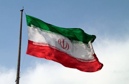 Big Iranian Flag Waving in the Wind
