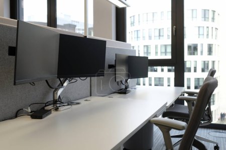 Photo for Selective focus in an empty office with open space plan - Royalty Free Image