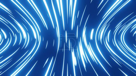 Foto de Fondo de neón 3d abstracto, líneas brillantes azules, papel pintado de rayos láser. Ilustración 3d 4k, diseño 3d, gráficos 3d - Imagen libre de derechos