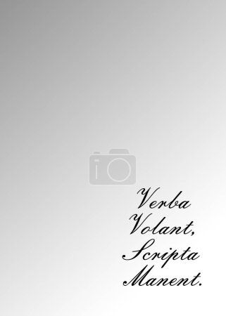 Illustration for ''Verba Volant, Scripta Manent.''  Latin Quote, ''Spoken words fly away, written words remain.'' for t-shirt, mug, poster, bag. vector illustration. - Royalty Free Image