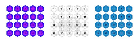 Illustration for D20 Dice Icon for Boardgame. Line and gradient style. - Royalty Free Image
