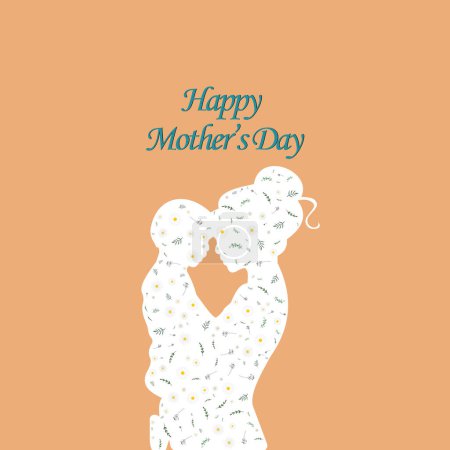 Minimal Mother's Day design. Flowers in the form of mother and baby.