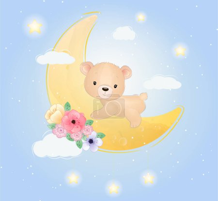 Illustration for Cute little animals boho bear fox lion adorable - Royalty Free Image