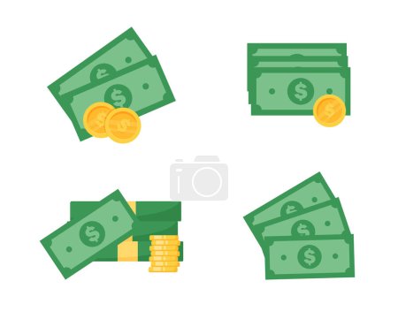 Conjunto de iconos de vectores. dólar valor vector billetera y tarjeta de crédito dinero gasto ideas.