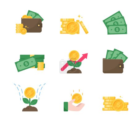 Money icons set finance