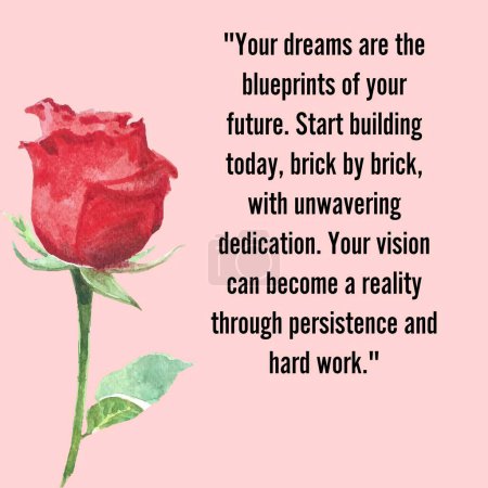 Photo for Inspirational quotes and motivational poster with red rose. - Royalty Free Image