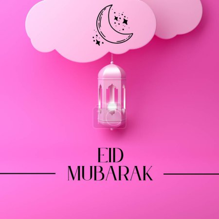 Eid Mubarak Ramadan Kareem Background,Islamic 3D Podium Decoration Crescent Moon,Lamp and Star hanging on Gold,Vector minimalist Greeting on Ramadhan,Eid Al Adha,Eid Al Fitr,Islamic new year