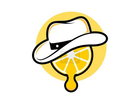 Illustration for Circle shape with cowboy hat and lemon - Royalty Free Image