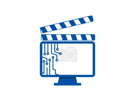 Illustration for Monitor with circuit and clapper board - Royalty Free Image