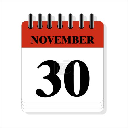 Ilustración de Noviembre 30 calendario fecha diseño - Imagen libre de derechos