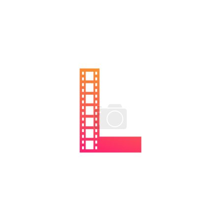 Illustration for Initial Letter L with Reel Stripes Filmstrip for Film Movie Cinema Production Studio Logo Inspiration - Royalty Free Image