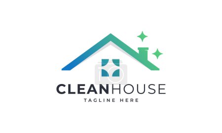 Clean House Logo mit modernen Linien-Art-Stil Farbverlauf