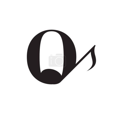 Illustration for Letter O with Music Key Note Logo Design Element. Usable for Business, Musical, Entertainment, Record and Orchestra Logos - Royalty Free Image