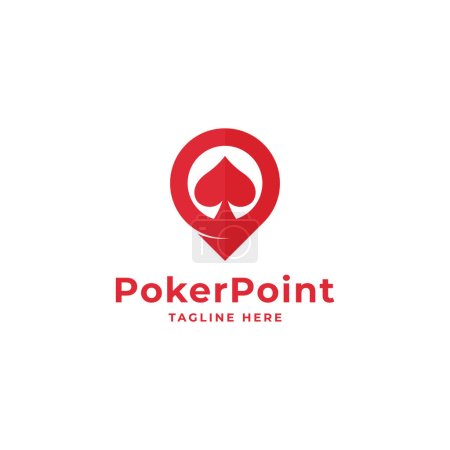Poker Point Logo. Spaten Bridge Card und Pin Location Logo Kombination. Geeignet für Casino Icon