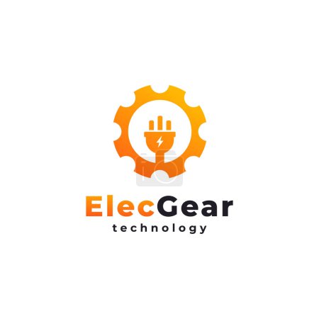 Gear with Plug Electrical Logo. Suitable for Factory or Industrial Business Symbol