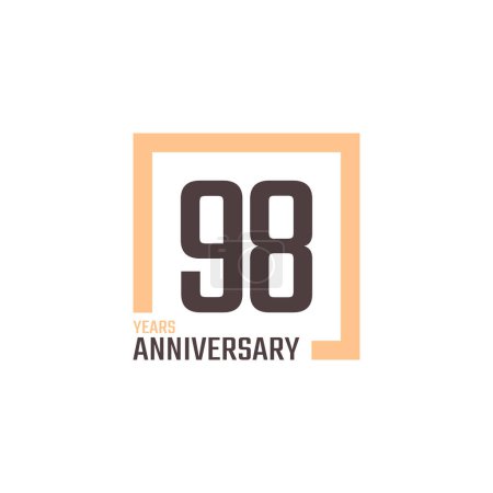 Illustration for 98 Year Anniversary Celebration Vector with Square Shape. Happy Anniversary Greeting Celebrates Template Design Illustration - Royalty Free Image