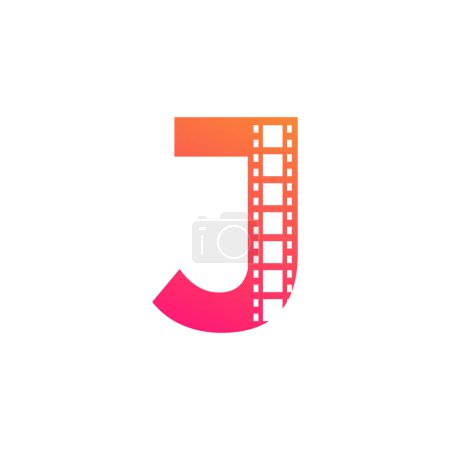 Illustration for Initial Letter J with Reel Stripes Filmstrip for Film Movie Cinema Production Studio Logo Inspiration - Royalty Free Image