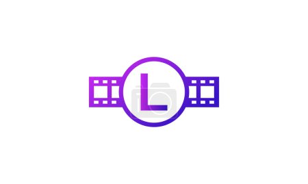 Illustration for Initial Letter L Circle with Reel Stripes Filmstrip for Film Movie Cinema Production Studio Logo Inspiration - Royalty Free Image