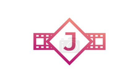 Illustration for Initial Letter J Square with Reel Stripes Filmstrip for Film Movie Cinema Production Studio Logo Inspiration - Royalty Free Image
