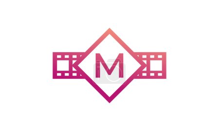 Illustration for Initial Letter M Square with Reel Stripes Filmstrip for Film Movie Cinema Production Studio Logo Inspiration - Royalty Free Image