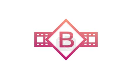 Illustration for Initial Letter B Square with Reel Stripes Filmstrip for Film Movie Cinema Production Studio Logo Inspiration - Royalty Free Image
